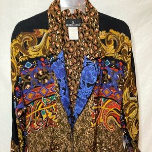 Carole Little vintage mixed print granny cottage core blazer jacket 4